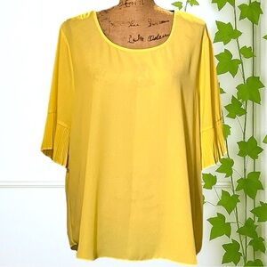 C Est. 1946 Sheer Yellow Ruffle Sleeve Blouse XL